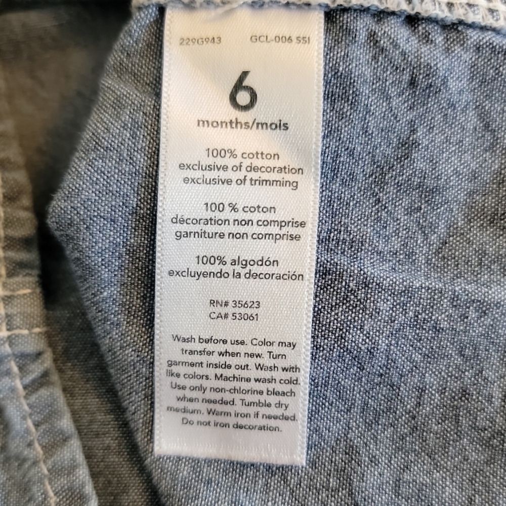 Carter’s size 6 months denim short sleeve shirt - Picture 3 of 6